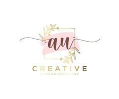 Initial AU feminine logo. Usable for Nature, Salon, Spa, Cosmetic and Beauty Logos. Flat Vector Logo Design Template Element.