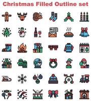 Christmas Filled outline icon set vector