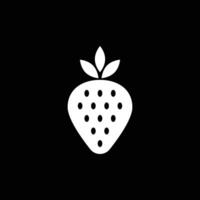 eps10 white vector Garden strawberry fruit solid art icon isolated on black background. strawberries symbol in a simple flat trendy modern style for your website design, logo, and mobile app