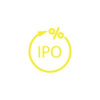 eps10 yellow vector ipo abstract line art icon isolated on white background. Initial Public Offering outline symbol in a simple flat trendy modern style for your website design, logo, and mobile app