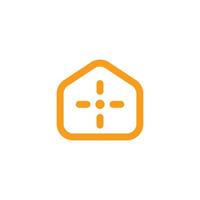 eps10 orange vector home with aim sign line art icon isolated on white background. real estate with target symbol in a simple flat trendy modern style for your website design, logo, and mobile app