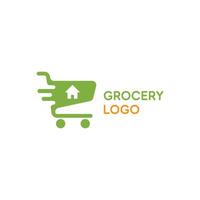 eps10 green and orange vector online shopping cart icon or logo isolated on white background. grocery or super market symbol in a simple flat trendy modern style for your website design, and logo