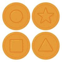 Set of Korean Dalgona Candy Square, Triangle, Star and Circle Shape. Sugar Honeycomb vector