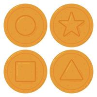 Set of Korean Dalgona Candy Square, Triangle, Star and Circle Shape. Sugar Honeycomb vector