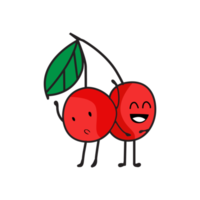 Cartoon cherry fruits illustration isolated on Png Transparent background