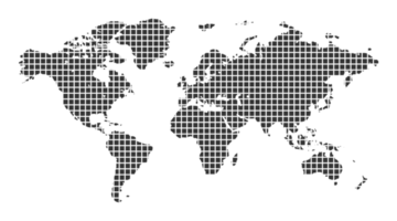 carte du monde avec illustration d'effet de points carrés isolée sur fond transparent png