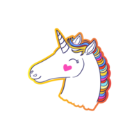 carino cartone animato unicorno isolato su png trasparente sfondo