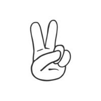 Hand with a victory gesture icon isolated on png transparent background