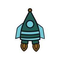 Flat style Cartoon Rocket illustration isolated on png transparent background