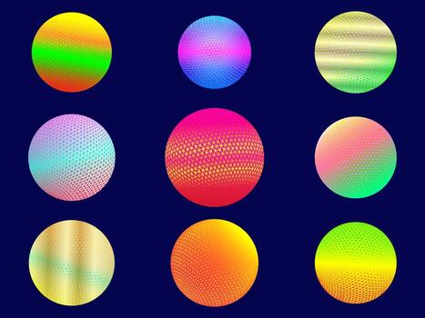 Ball circle tech fantasy 3d disco party icon set design decorative web backgrounds pattern vector illustration