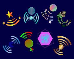 Collection of Icons internet wifi wireless connection networking website sharing abstract background vector illustration