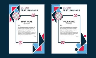 Client or customer testimonial social media post design. Customer service feedback review post vector