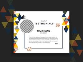 Client or customer testimonial social media post design. Customer service feedback review post vector