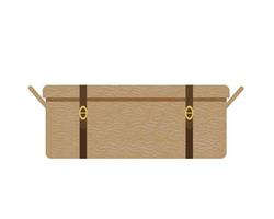 Wicker suitcase for traveling, old-fashioned retro rectangular basket to put clothes, accessories for trip, vacation, flat style isolated object vector