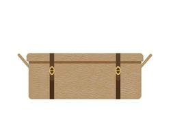 maleta de mimbre para viajar, cesta rectangular retro antigua para poner ropa, accesorios para viaje, vacaciones, objeto aislado de estilo plano vector