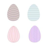 símbolo de vacaciones de pascua coloridos huevos decorados en tonos pastel, ilustración vectorial de estilo plano para la decoración festiva de primavera, tarjetas de felicitación, invitaciones, pancartas, diseño web vector