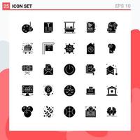 25 Universal Solid Glyphs Set for Web and Mobile Applications education file drink document txt Editable Vector Design Elements