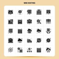 sólido 25 conjunto de iconos de alojamiento web diseño de estilo de glifo vectorial conjunto de iconos negros diseño de ideas de negocios web y móviles ilustración vectorial vector