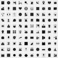 Set of 100 Business Solid Glyph icons vector