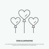 Heart Balloon Love Vector Line Icon