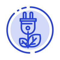 Biomass Energy Plug Power Blue Dotted Line Line Icon vector