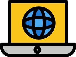 Laptop World Globe Technical  Flat Color Icon Vector icon banner Template