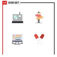 Set of 4 Vector Flat Icons on Grid for cashbox design direction room health Editable Vector Design Elements