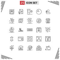 Universal Icon Symbols Group of 25 Modern Lines of employee user law client bowling Editable Vector Design Elements