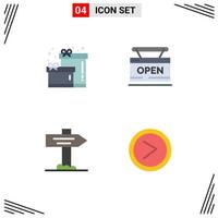 4 Creative Icons Modern Signs and Symbols of birthday map open web arrow Editable Vector Design Elements