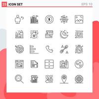 Modern Set of 25 Lines and symbols such as canada image dollar coin gallery globe Editable Vector Design Elements