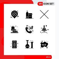 9 iconos creativos signos y símbolos modernos de emergencia de lanzamiento elementos de diseño vectorial editables de loto de contacto cercano vector