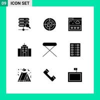 Modern Set of 9 Solid Glyphs and symbols such as house appliances internet interface user Editable Vector Design Elements