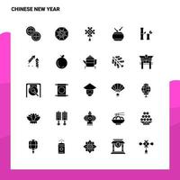 25 conjunto de iconos de año nuevo chino plantilla de ilustración de vector de icono de glifo sólido para ideas web y móviles para empresa comercial