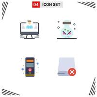 4 Thematic Vector Flat Icons and Editable Symbols of user computer report magic pc Editable Vector Design Elements