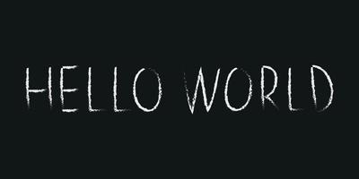 Doodle cosmos lettering in childish style. Hand drawn abstract space text hello world. Black and white. vector