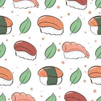 Sashimi and foliage repeat background vector