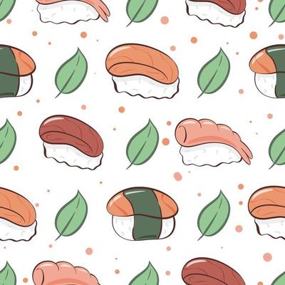 Sashimi and foliage repeat background