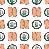 Sushi and sashimi seamless pattern vector