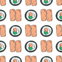 Sushi and sashimi seamless pattern vector