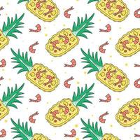 Rice in pineapple with shrimps seamless pattern vector