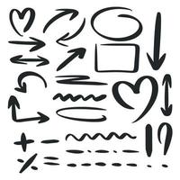 Hand drawn design elements set in doodle style vector