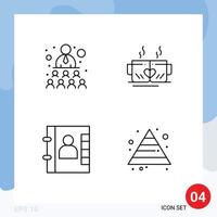 Pictogram Set of 4 Simple Filledline Flat Colors of building book work love phone Editable Vector Design Elements