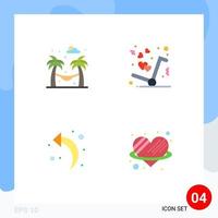 Set of 4 Modern UI Icons Symbols Signs for hammock left arrow delivery love heart Editable Vector Design Elements