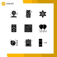 Pack of 9 Modern Solid Glyphs Signs and Symbols for Web Print Media such as communication canada smart house cell spring Editable Vector Design Elements