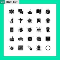 Solid Glyph Pack of 25 Universal Symbols of diet hydropower submarine hydro electrical Editable Vector Design Elements