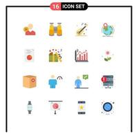 16 User Interface Flat Color Pack of modern Signs and Symbols of pin globe search location usa Editable Pack of Creative Vector Design Elements