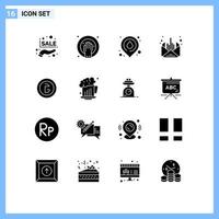 User Interface Pack of 16 Basic Solid Glyphs of business message fire business mail Editable Vector Design Elements