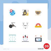 Mobile Interface Flat Color Set of 9 Pictograms of internet vehicles tea transportation china Editable Vector Design Elements