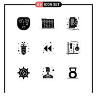 9 Universal Solid Glyphs Set for Web and Mobile Applications arrow study studio education notify Editable Vector Design Elements