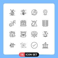 Outline Pack of 16 Universal Symbols of pin mark rose map planet Editable Vector Design Elements